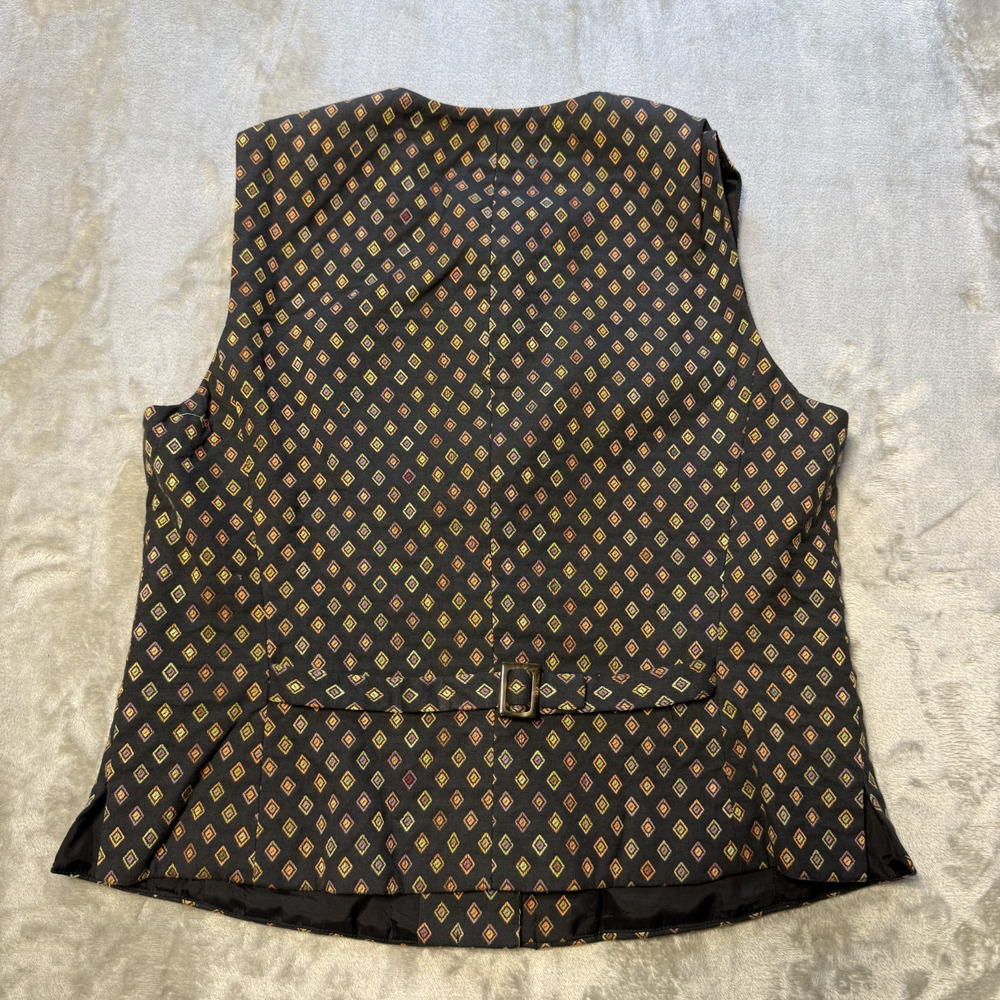 Lafayette 148 New York Vest Women L Brown Geometric Print Cotton Rayon Button - Picture 12 of 12
